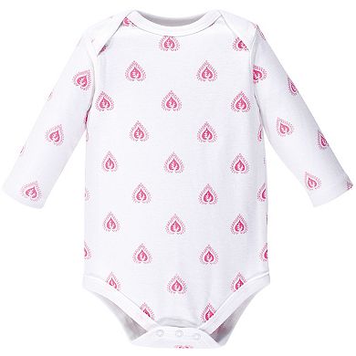 Hudson Baby Infant Girl Cotton Long-Sleeve Bodysuits 5pk, Bird Cage