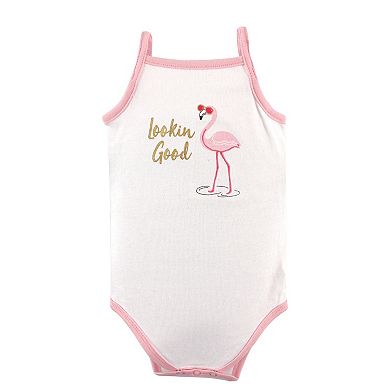 Hudson Baby Infant Girl Cotton Sleeveless Bodysuits 5pk, Pineapple