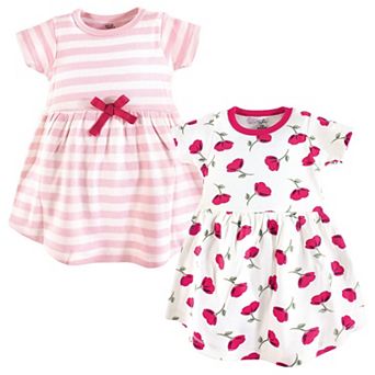 Touched by Nature Baby and Toddler Girl Organic Cotton Short-Sleeve Dresses 2 pk Petals, 3-6 Months