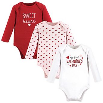 Hudson Baby Infant Girl Cotton Long-Sleeve Bodysuits, Valentine Sweetheart, 3-6 Months