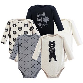 Yoga Sprout Baby Boy Cotton Long-Sleeve Bodysuits 5 pk Bear Hugs