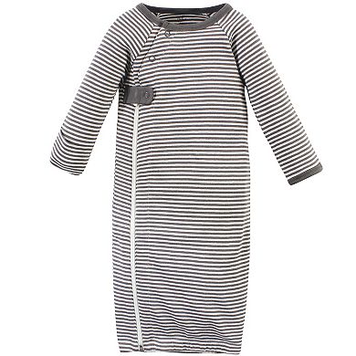 Touched by Nature Baby Boy Organic Cotton Zipper Long-Sleeve Gowns 3pk, Orange Fox