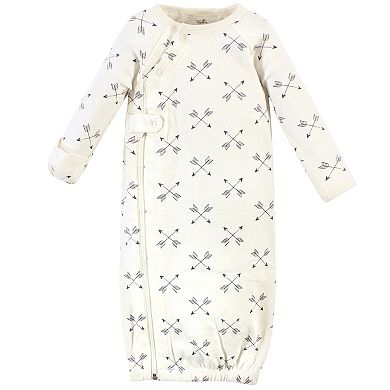 Touched by Nature Baby Boy Organic Cotton Zipper Long-Sleeve Gowns 3pk, Orange Fox