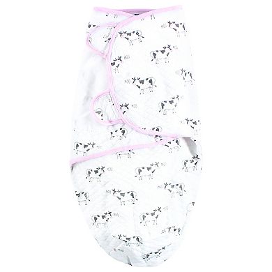 Hudson Baby Infant Girl Quilted Cotton Swaddle Wrap 3pk, Girl Farm Animals