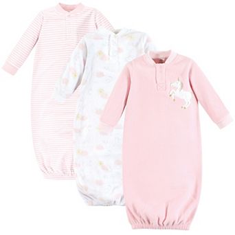 Yoga Sprout Infant Girl Fleece Gown 3 pk Unicorn