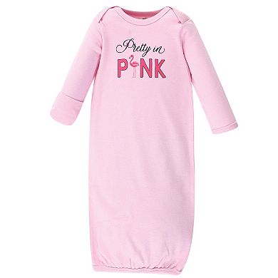 Hudson Baby Infant Girl Cotton Gowns, Bright Flamingo