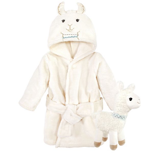 Little Treasure Unisex Baby Plush Bathrobe and Toy Set, Neutral Llama