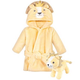 Hudson Baby Unisex Plush Bathrobe and Toy Set, Royal Lion, One Size