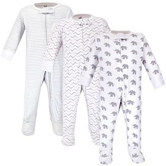 Touched by Nature Baby Organic Cotton Zipper Sleep and Play 3 pk Marching Elephant