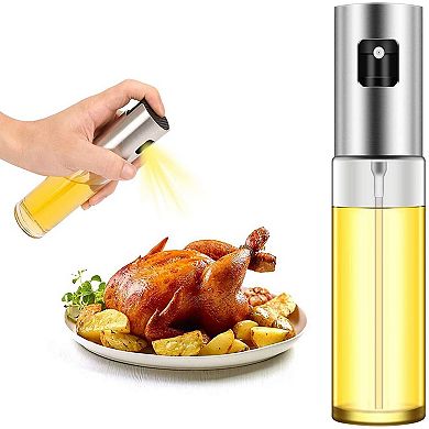 Cheer Collection 4-Piece Cooking Oil Sprayer Set Glass Bottle with Brush, Scale & Fine Mist, 3.5oz