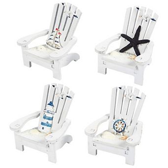 Set of 4 Mini Beach Chair for Bathroom, Nautical Home Decor (4 in)