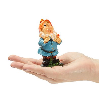 6 Miniature Gnome Set for Barns, Planters, Fairy Gardens, 4 Inches