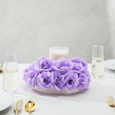 50 Pack Light Purple Roses Artificial Flowers Bulk, 3" Stemless Fake Silk Roses