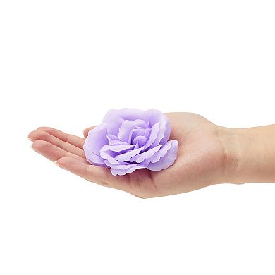 50 Pack Purple Rose Flower Heads for DIY Crafts, Artificial Stemless Roses for Wedding Decorations (3 Inches)