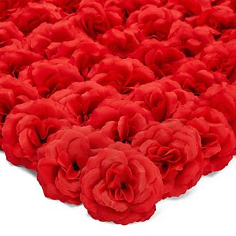 50 Pack Red Roses Artificial Flowers Bulk, 3" Stemless Fake Silk Roses