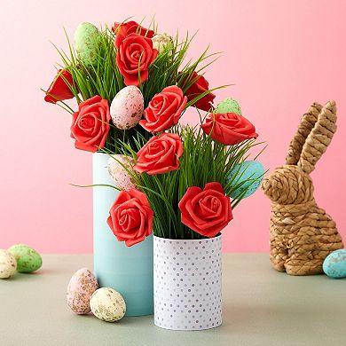 100 Pack Red Artificial Flowers, Bulk Stemless Fake Foam Roses, 3 In
