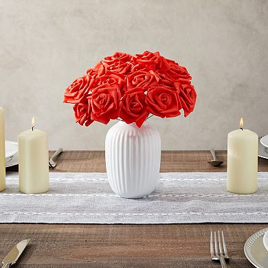 Stemless Rose Artificial Flower Heads for Wedding Valentine's & DIY (3 in, Red, 100 Pack)
