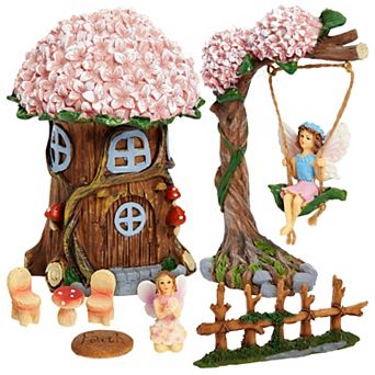 8 pc Fairy Garden Accessories Outdoor Decor Kit for Patio, House, Yard