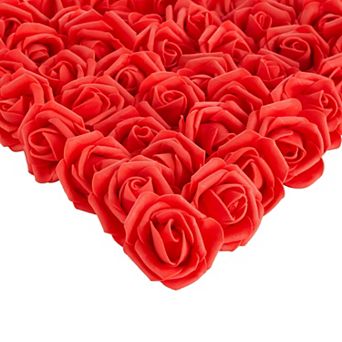 200 Pack Fake Red Roses, 2 Inch Stemless Foam Flowers For Wall Decorations