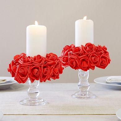 200 Pack Fake Red Roses, 2 Inch Stemless Foam Flowers For Wall Decorations