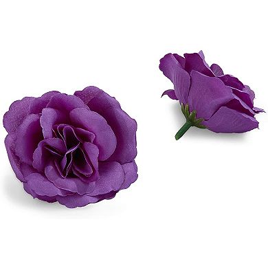 Bright Creations Artificial Rose Flower Heads for Decorations (Dark Purple, 50 Pack)