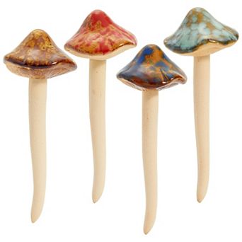 4 Pack 5-inch Ceramic Mushroom Plant Garden Ornament And Decor