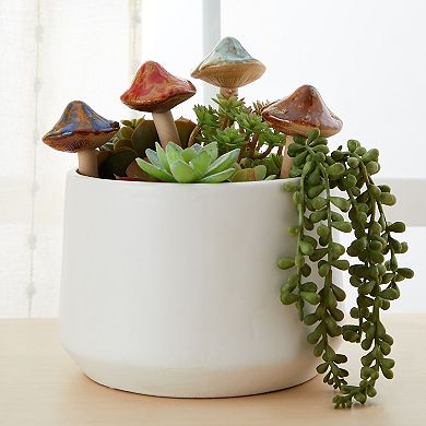 4 Pack 5-inch Ceramic Mushroom Plant Garden Ornament And Decor