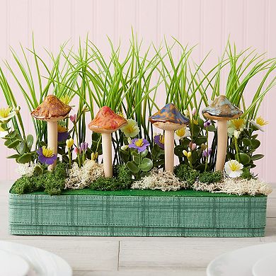 4 Pack 5-inch Ceramic Mushroom Plant Garden Ornament And Decor