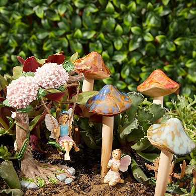4 Pack 5-inch Ceramic Mushroom Plant Garden Ornament And Decor