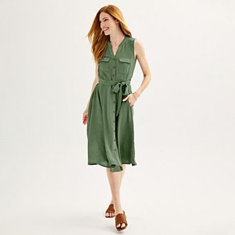 Women's Croft & Barrow® Y-Neck Shirtdress