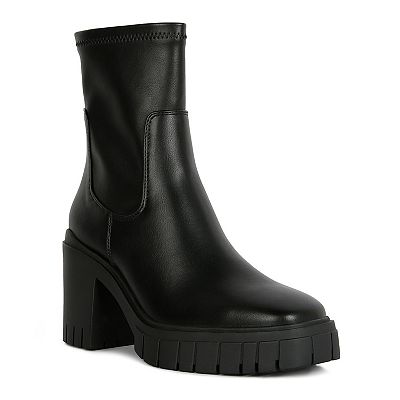 Women's Chunky Lug Sole Chelsea Boots - Elastic Ankle Booties With Block Heel & Platform
