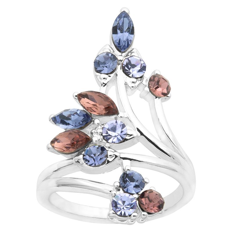 Brilliance Silver Tone Purple Crystal Wrap Ring, Womens, Size: 9, Multicol