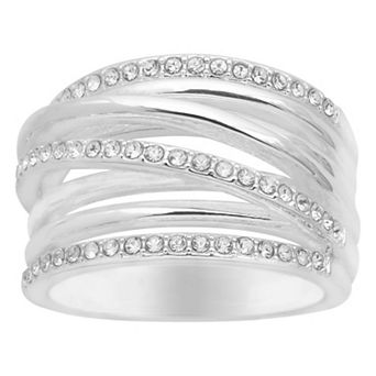 Brilliance Silver Tone Crystal Wrap Ring