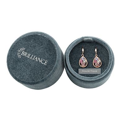 Brilliance Rose Gold Tone Multicolor Crystal Open Teardrop Earrings