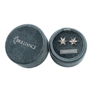 Brilliance Silver Tone Multicolor Crystal Flower Stud Earrings