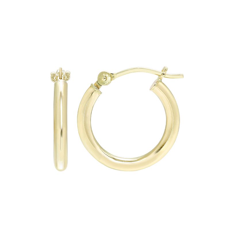 Theia Sky 14k Gold Lightweight 2 mm Hoop Earrings, Womens, Size: 25MM, Yel