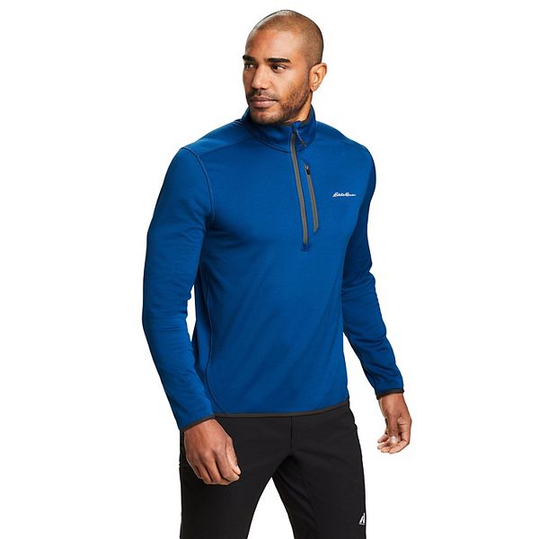 Eddie Bauer Fleece Pullover Shirt Jacket Mens M 1/4 Zip Blue Lightweight  Hiking