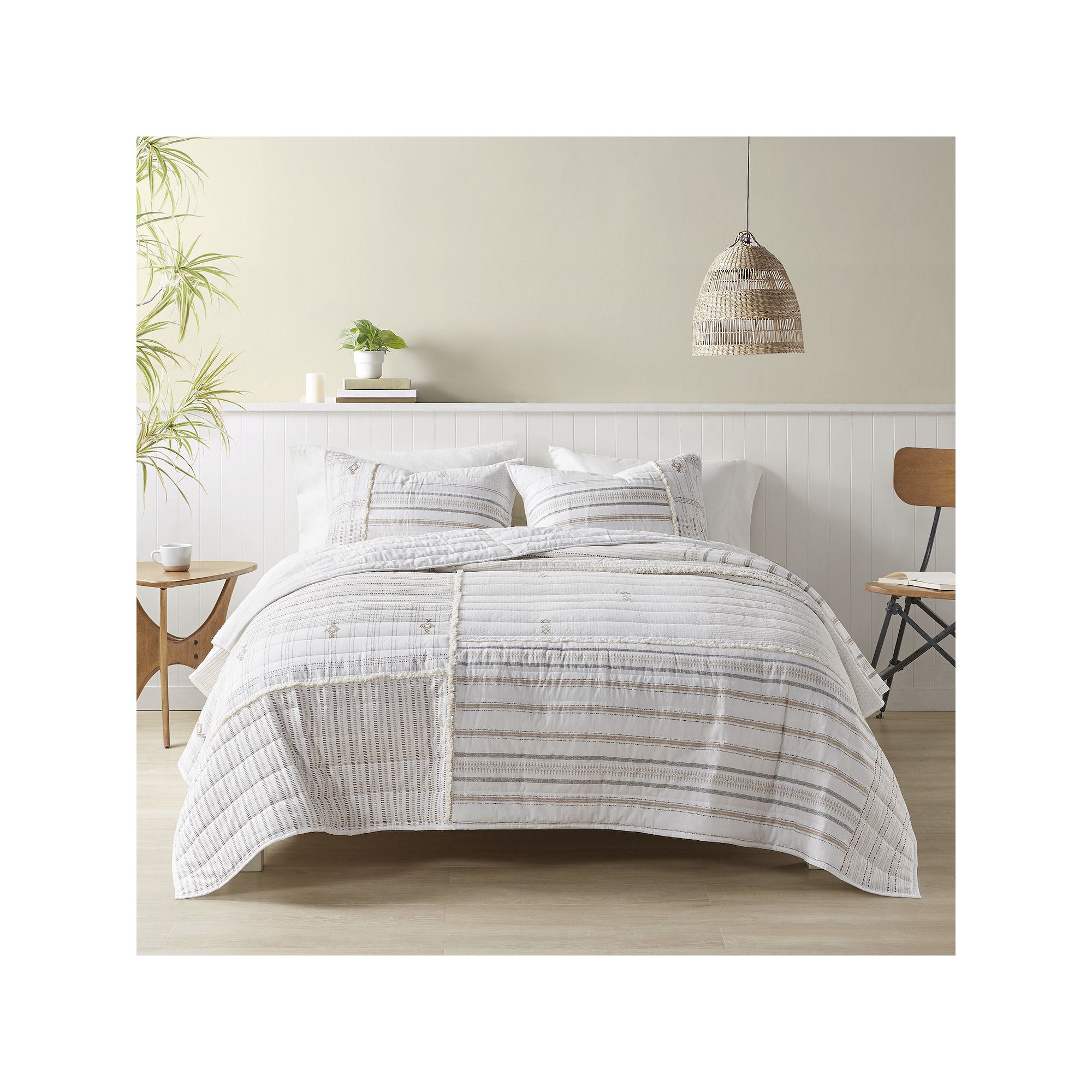 INK+IVY Salar Printed Cotton Quilt Set With Shams, Natural