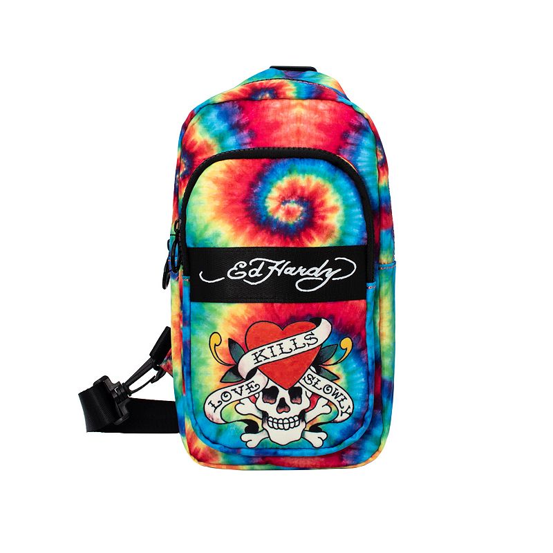 Ed Hardy Skull Nylon Sling Bag, Multicolor