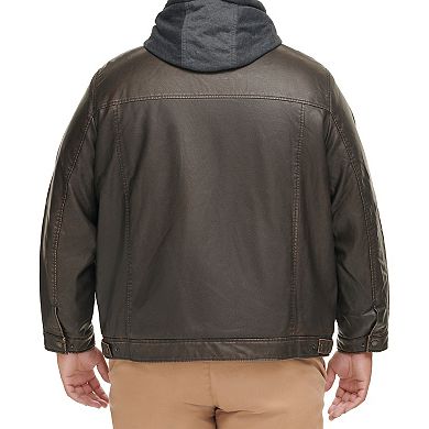 Big & Tall Levi's® Faux Leather Hooded Trucker Jacket with Sherpa Lining