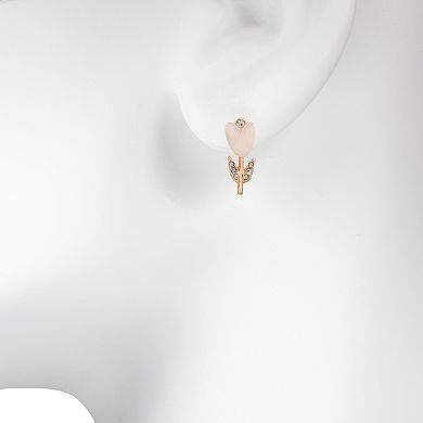 LC Lauren Conrad Rose Gold Tone Mother-of-Pearl Crystal Tulip Stud Earrings