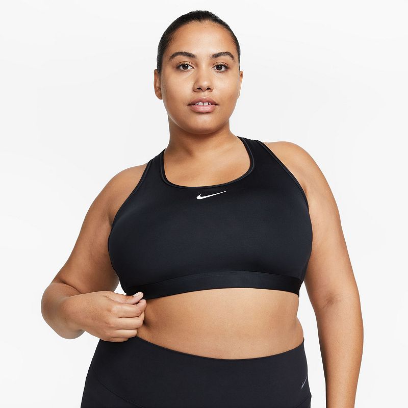 Plus Size Nike Swoosh Medium Padded Sports Bra, Women's, Size: 3XL, Black