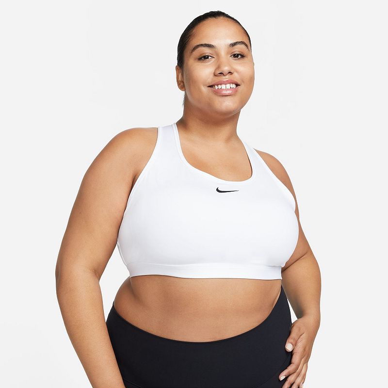 Plus Size Nike Swoosh Medium Padded Sports Bra, Women's, Size: 1XL, White