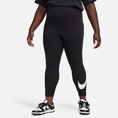 Plus Size Nike Swoosh Logo High Rise Active Leggings