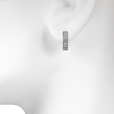 LC Lauren Conrad Silver Tone Crystal C-Hoop Earrings