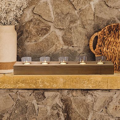 Mikasa 23-in. Wood & Glass Farmhouse Candle Holder