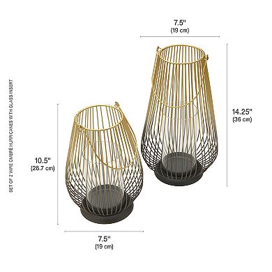 Mikasa Wire Ombre Hurricane Candle Holder 2-Piece Set