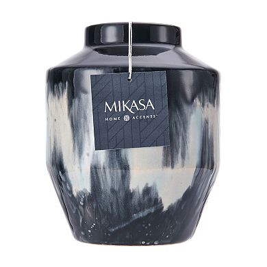 Mikasa 7.5-in. Black & White Drip Ceramic Vase 7.5-in.
