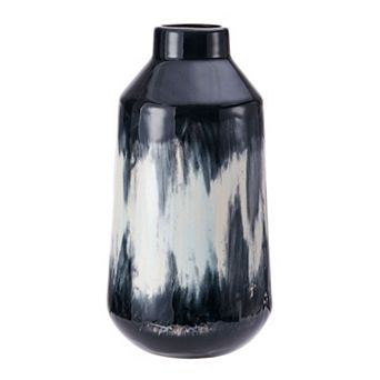 Mikasa 11 in Black & White Drip Ceramic Vase 11 in