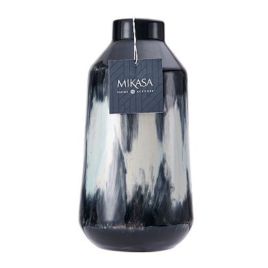 Mikasa 11-in. Black & White Drip Ceramic Vase 11-in.